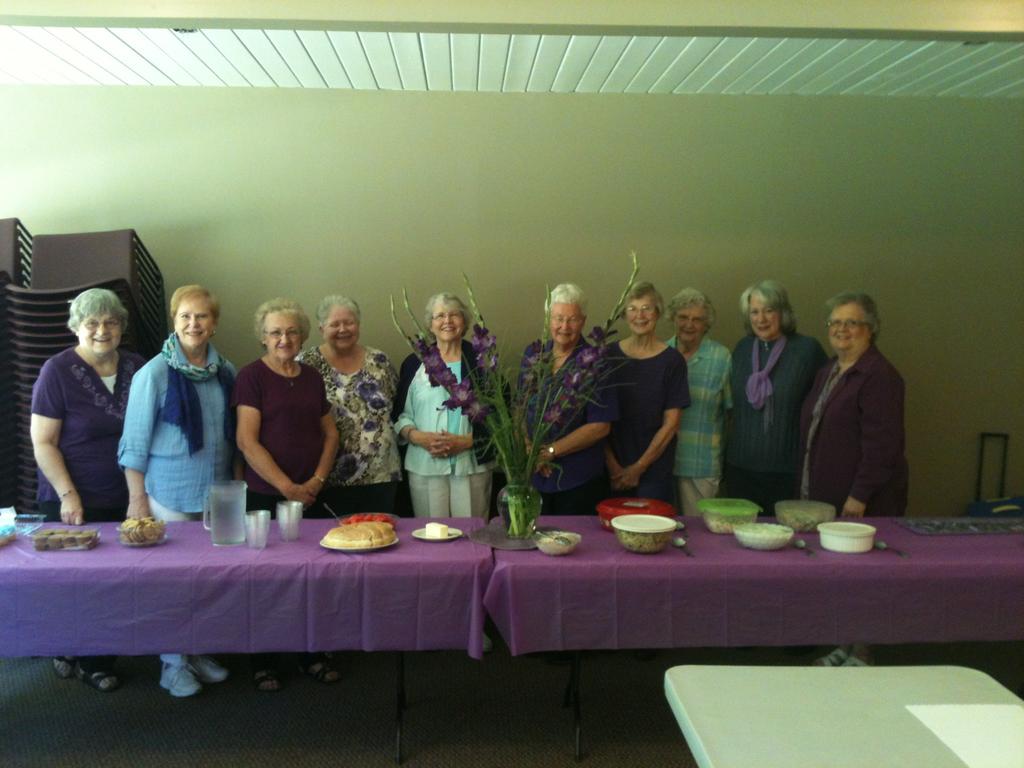 The Lydia Circle at The Lutheran Church of the Good Shepherd, Olympia, WA celebrated the August Gather magazine Bible study about Lydia by wearing purple to their luncheon meeting. Their pastor, Rev.