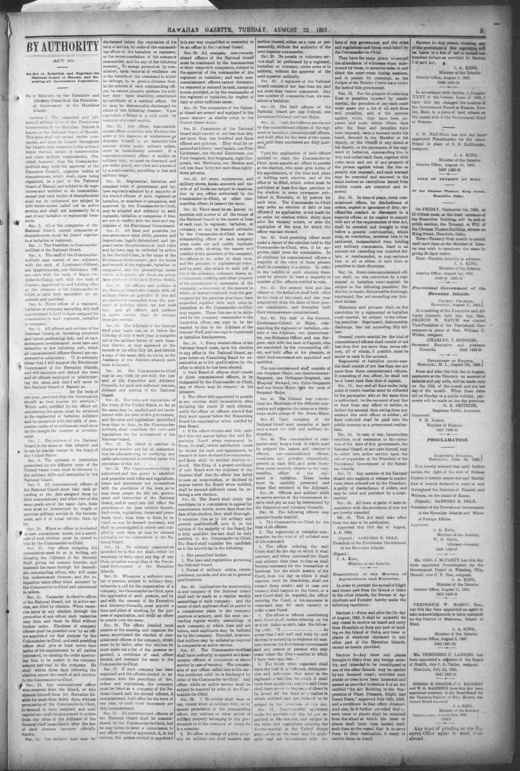 .,... c m pvf T r r rar7r TX fn T"mtT "f5 HMKWaMMSlMSMNSKBSSSSSBBSSSSBSBSHQSBBKDlTOW &&&" rp, "tv - - HAWAAN GAZETTE, TUESDAY, AUGUST 22, 1893. & & BY AUTHORTY ACT 40.