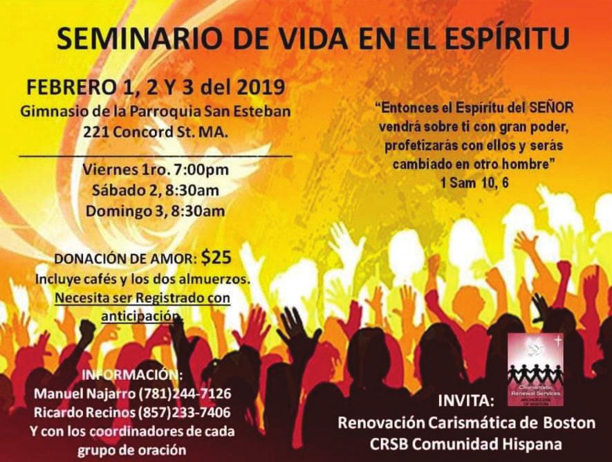 - Comunidad Hispana Domingo 20 de Enero de 2019 Intenciones: Arturo Fajardo Difuntos: Por las almas del