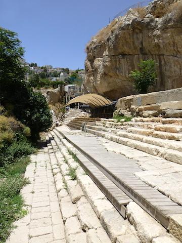 Smaller tunnels toward the east released water to the gardens and fields in the bottom of the Kidron Valley (cf. 2 Kgs 25:4; see photo right).