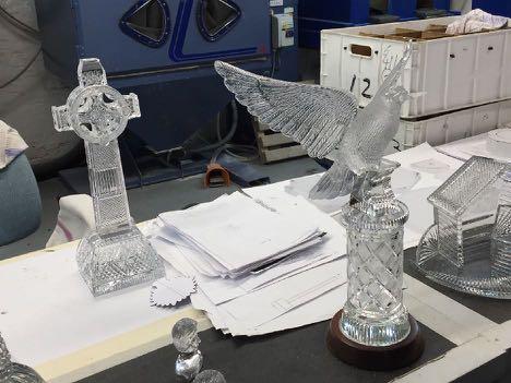 ALL OF THE TROPHY CRYSTAL IS MADE AT THIS WATERFORD FACTORY. THIS INCLUDES ALL OF THE SUPER-BOWL TROPHIES, THE NBA TROPHY, & RACE TRACK TROPHIES ALL OVER THE WORLD.