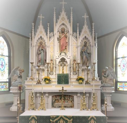 Praised and adored be Jesus in the most holy Sacrament of the Altar, now and forever.