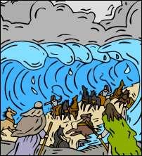 The Hebrews are Saved The path disappeared When all the Hebrews were safely at the other shore, Moses lifted up