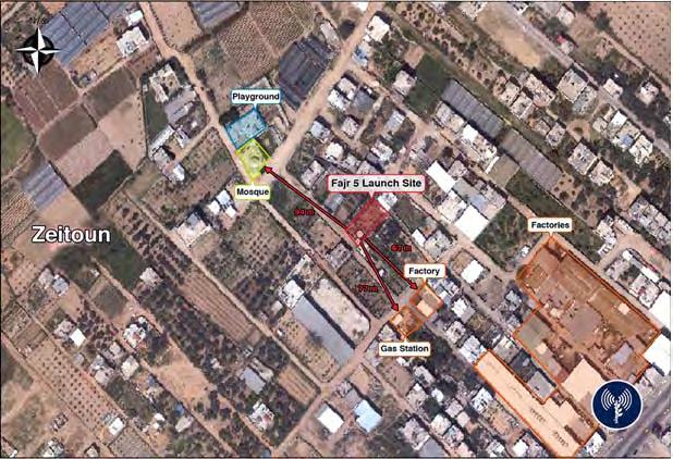5 Fajr-5 launching pits struck by the IAF. The pits are located near residential houses near the Zeitun quarter of Gaza City (IDF Spokesman, November 14, 2012).