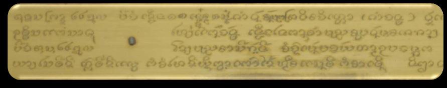 Figure 6 This fascicle of mahāmullanibbānasuta was donated [Lao: sang] by Miss Phaeng of Ban Vat Saen, in order to support Buddhism, on Monday, the ninth day of the waning moon, in the