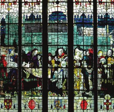 The current very fine glass in the chancel are memorials to local personalities c.1880-1920 and describe the events of the passion, death, resurrection and ascension of Our Lord.