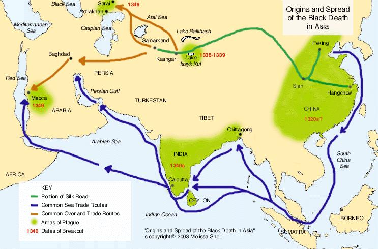 D. Overland Trade and Plague Mongol conquests opened overland trade