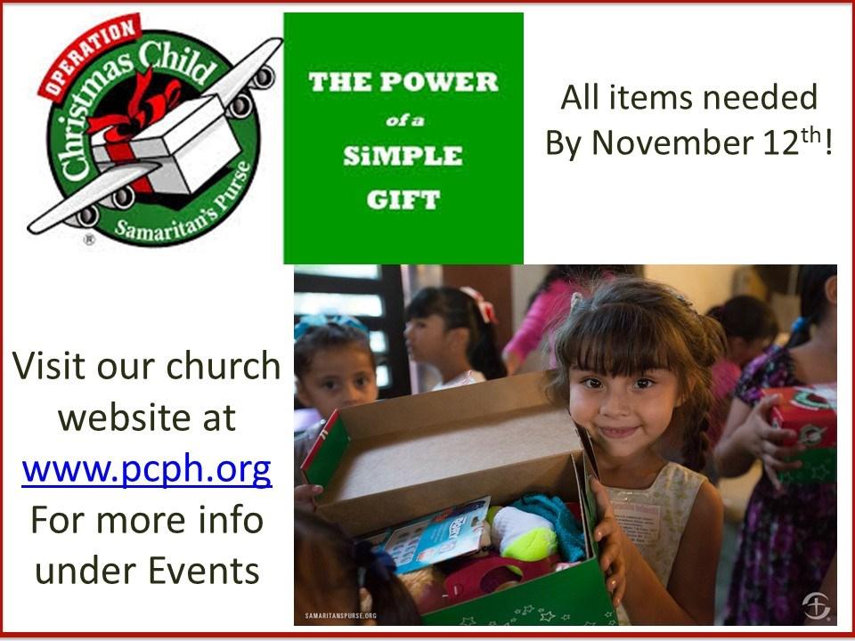 November 2017 Creating Connections Through Christ Page 5 See below for what you can and cannot donate.