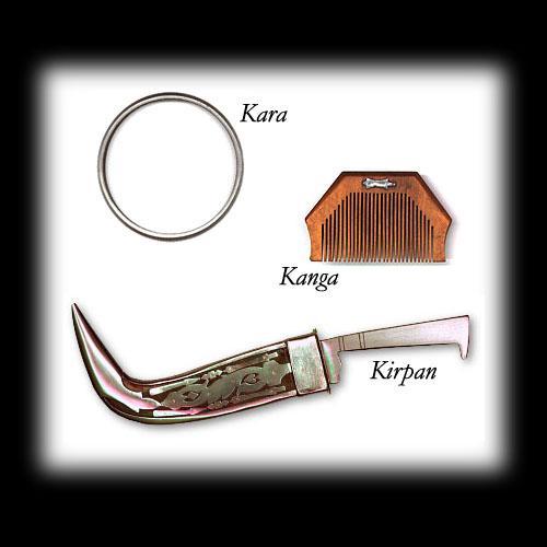Articles of Faith: The 5 Ks Kara Steel bracelet usually worn on the right hand. A symbolic reminder of the commitment of a Sikh to God. Kanga Small comb worn in a Sikh s hair.