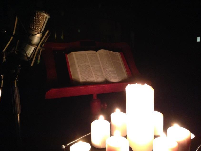 The second half of Mark's gospel was formatted as a script to be read radio-play fashion by candlelight.