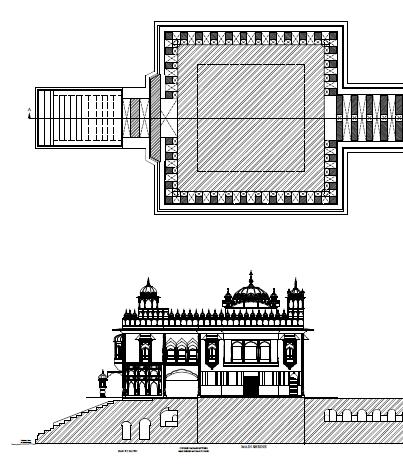 0M wide and 65.45M length (from interior face of Darshni Deorhi), the sanctum measuring 12.35M X 12.35M is placed over a platform measuring 20.83M X 20.