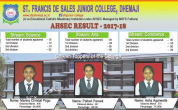 MISCELLANEOUS FIRST BATCH RESULTS: The first batch students of SFS Jr College, Dhemaji, secured quite impressive a result in the
