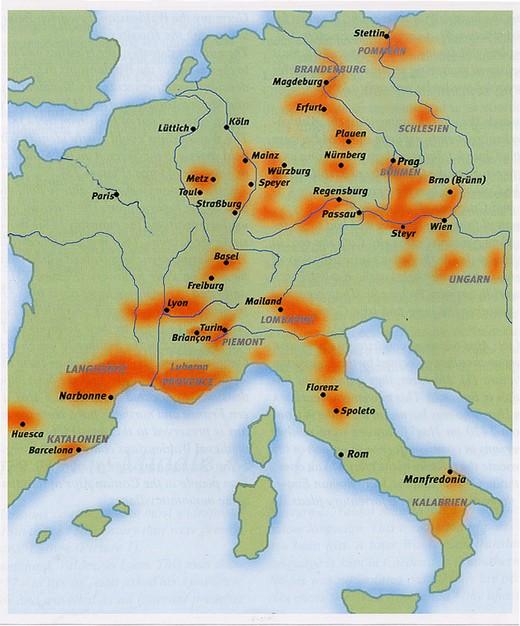 The movement spread in Europe The movement spread from the south of France to Italy, before in the