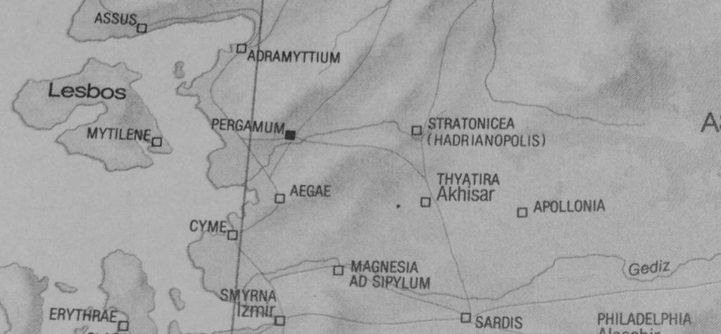 Roman roads directly connected three coastal cities to four inland counterparts: Pergamum 8 through the hills to Thyatira; Smyrna 9 through the interior to Sardis and Philadelphia; and Ephesus 10 up