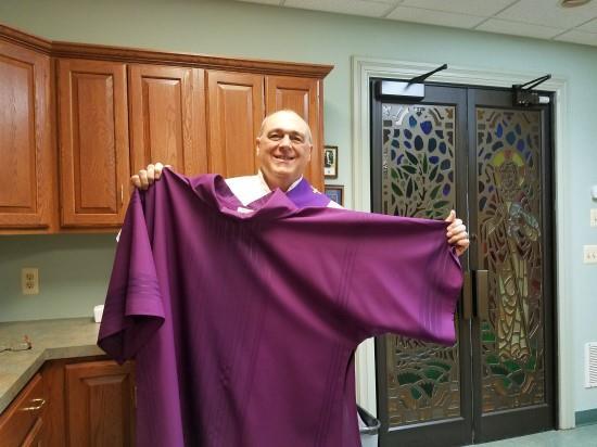 After donning the Alb and Cincture, the priest puts on a Stole.