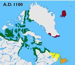 900: Gunnbjörn Úlfsson reports land 982: Eiríkr inn rauði (Erik the Red) finds land 983: returns with ca 700 followers 1126: first bishop on Greenland before 1350: West Settlement abandoned 1378: