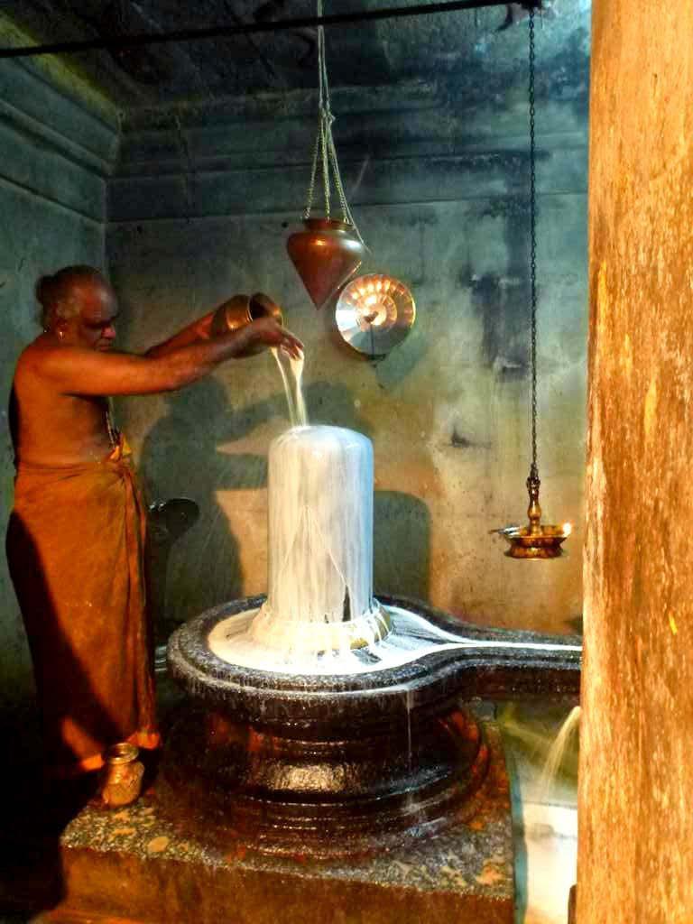 After the lingam is cleaned with water and