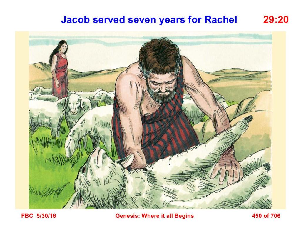 20 So Jacob served seven years for Rachel and they seemed to him but a few days because of his love for her (Gen. 29:20).