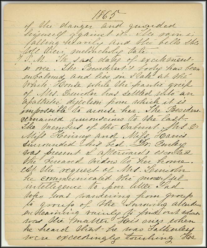 Mary Henry Diary entry for April 15, 1865, page