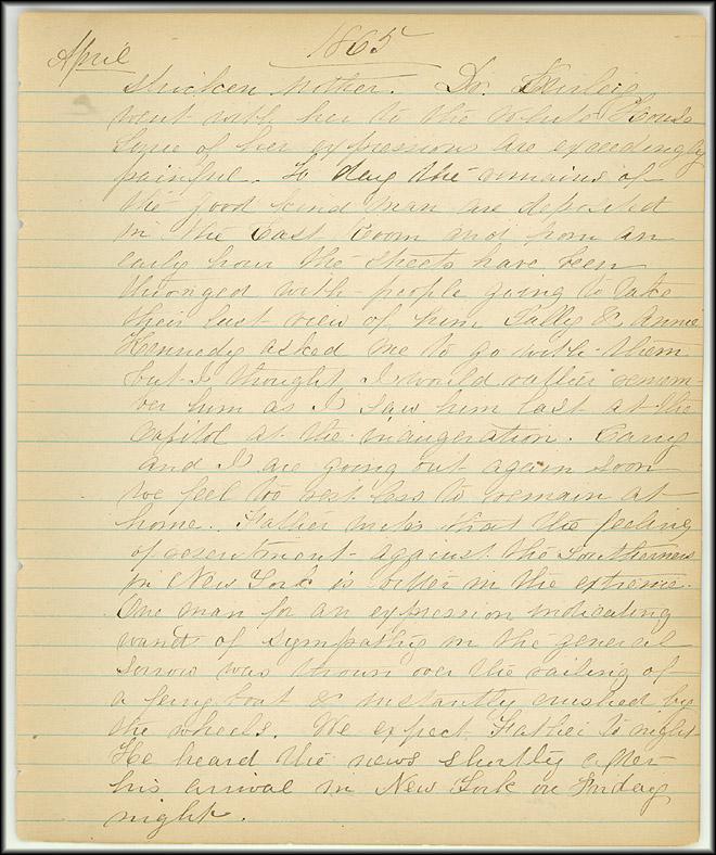 Mary Henry Diary entry for April 18, 1865, page