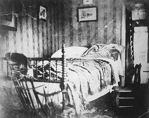 Images of Lincoln s Death: Photograph of bedroom where Lincoln died in Peterson house, taken shortly after