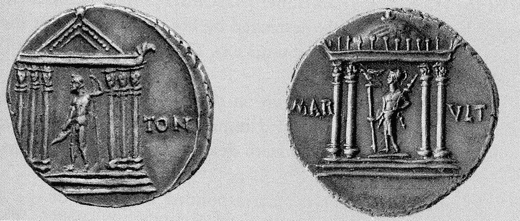 Figure 9: Temple of Jupiter Tonans, Depicted on Left Denarius [Spain, 19/18 BC]