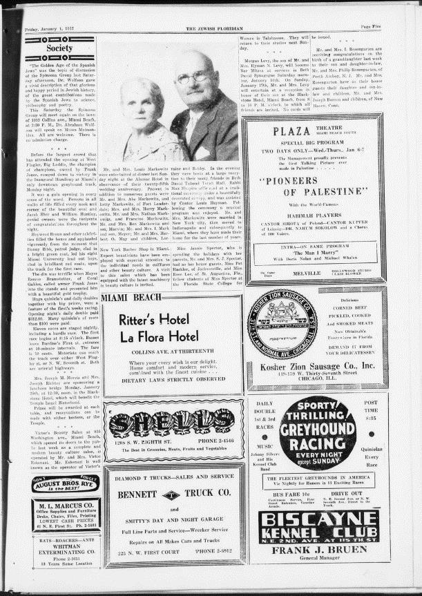 The Jewish Floridian Jewish Floridian Friday, January 1, 1937 Society The Golden Age of the Spanish Jews was the topic of discussion of the Spinoza Group last Saturday afternoon. Dr.