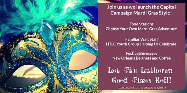 You re Invited! Sunday, March 3, 2019 Mardi Gras Celebration 5:30pm - 8:00pm Passavant Hall at HTLakeview Don t miss out on this special night. RSVP Required by NEXT SUNDAY Register at mardigras.