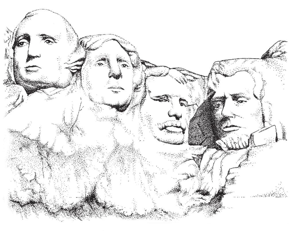 George Washington shows the faces of four American presidents.
