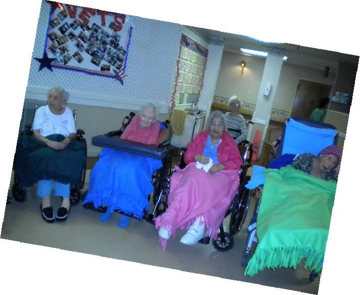 Patty Baker and Nina Young delivered over 25 tied fleece blankets to nursing home residents on April 18th.