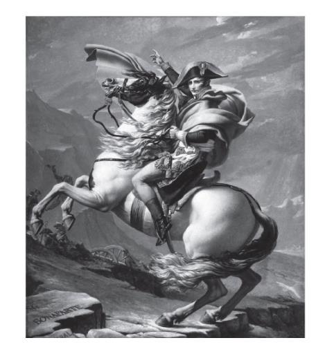 Source E Jacques-Louis David, Napoleon Crossing the Alps The following is a painting showing Napoleon Bonaparte, the French Emperor, crossing the Alps to invade
