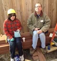 The group worked on decks for a group of townhouses that Habitat recently built.