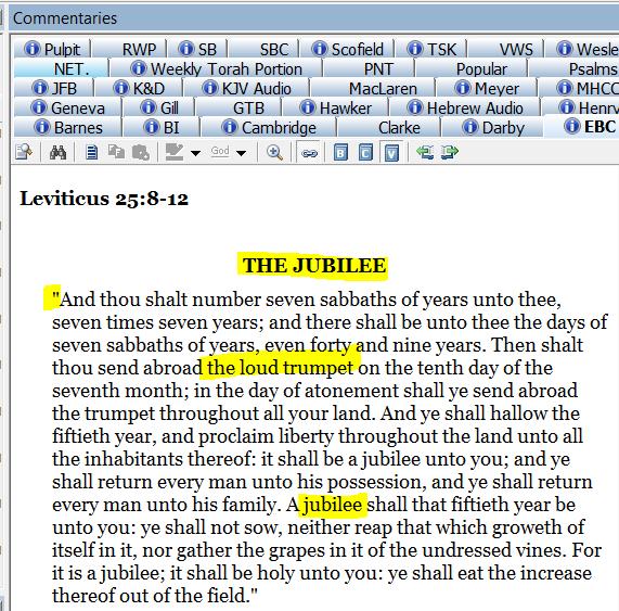Looking at the commentaries for this we find from E-Sword: Expositor s Bible Commentary: Notice Jubilee is spelled correctly but when quoting the scripture it does not have Jubilee in where it shows