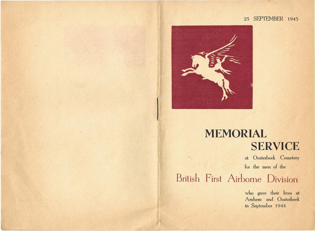 25 SEPTEMBER 1945 MEMORIAL SERVICE at Oosterbeek Cemetery for the men of the British