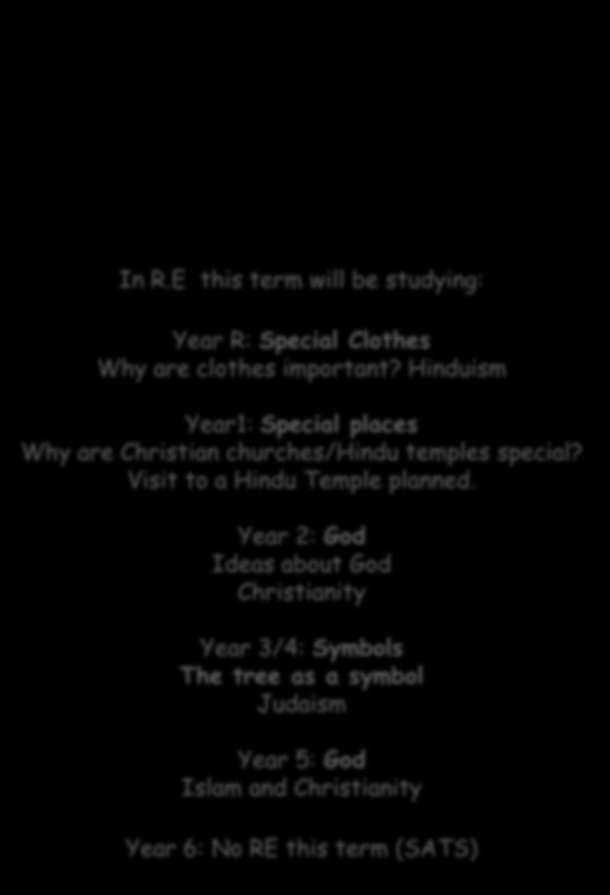 E this term will be studying: Year R: Special Clothes Why are clothes important?