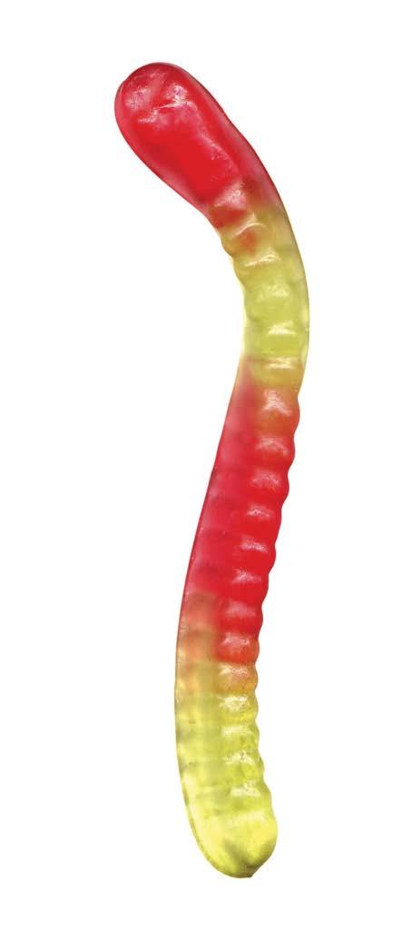 The gummy worm just lies there. Living things are born.