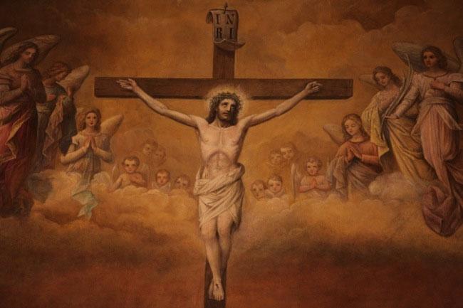 The Crucifixion of Christ by Constantino Brumidi Pictures of a detail of the mural which graces the sanctuary of our church are available at the Parish Office for a donation of $2.00.