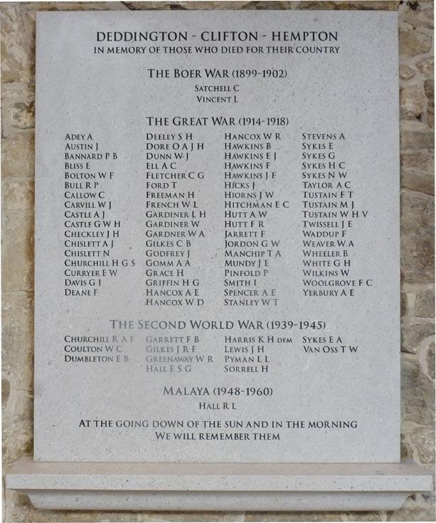 W. L. French is remembered on the Deddington War Memorial Plaque which