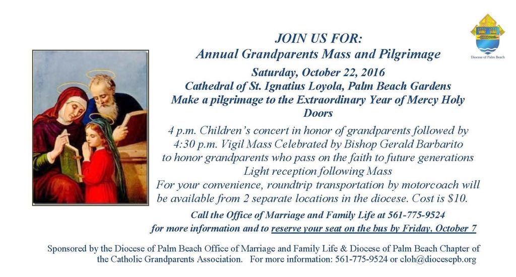 Please contact Sister Mary Joan (561-735-3530) to make arrangements.