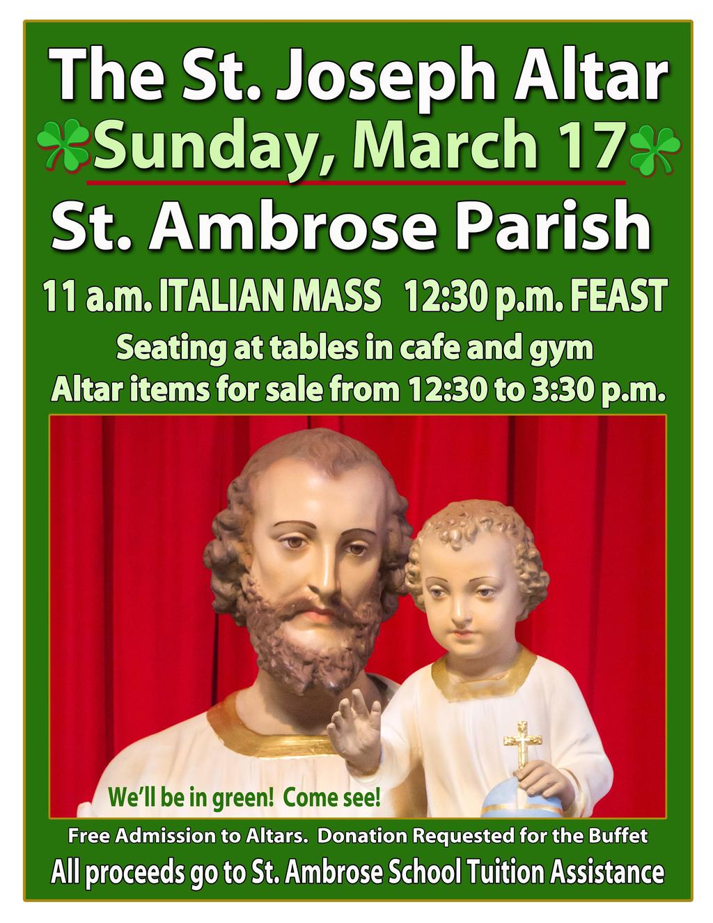 Cake and Cookies Needed for St, JoSeph S AltAr Please consider baking or buying a cake or other goodies to place on his altar to sell.