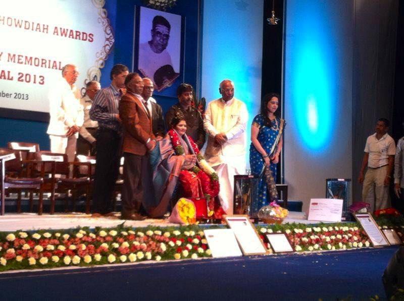 Receiving the Chowdaiah Award instituted by Academy of Music from Mallikharjuna Kharge ple was carrying on his Parampara the right way. Vid. Sheela moved to Abu Dhabi in 1982, after her marriage.