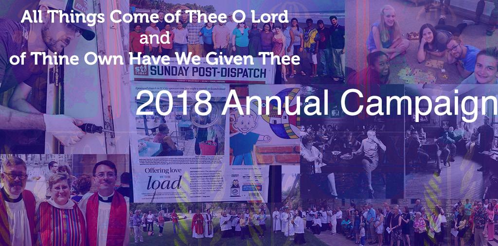 A huge thank you to all who have made pledges as part of our 2018 annual campaign for Holy Communion "All Things Come of Thee O Lord and of Thine Own Have We Given Thee.