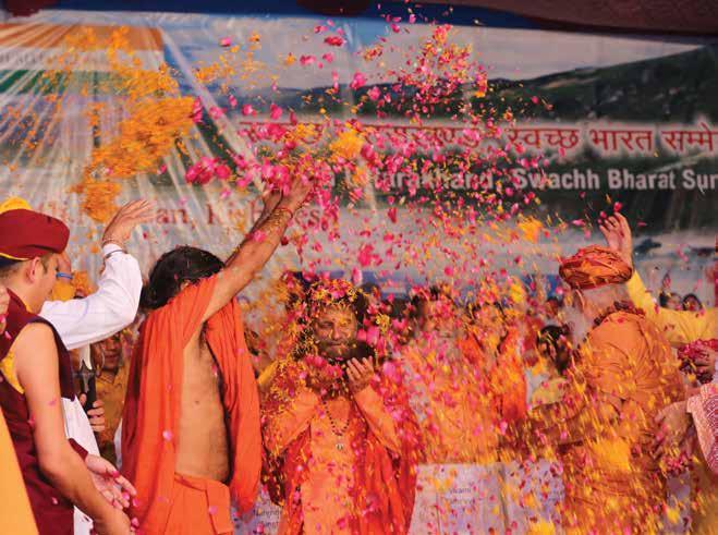 4 5 6 7 8 9 Flowers of love and blessings are showered upon Pujya Swamiji by revered and respected faith leaders during Hi