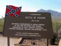 at 2 o'clock pm my picket, consisting of a sergeant and nine privates, were attacked at El Picacho, 40 miles from this place by the advance guard of the enemy.