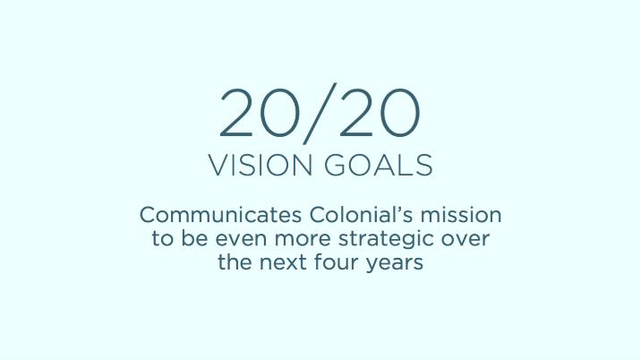 .. in light of our Global Impact Conference and, frankly, as a result of a lot of planning and talking and praying, I want to introduce what we re calling Colonial s 20/20 Vision.