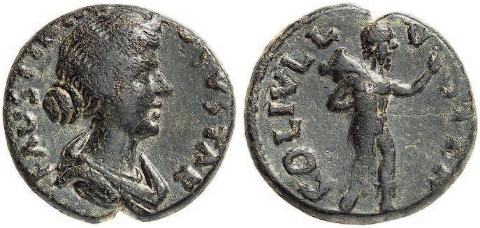 COIN 14 Bust of Faustina II / Marsyas. 20 mms. This coin is probably unique. of Lystra there is a statue of Marsyas waiting to be unearthed.