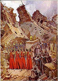 The Lord instructed Joshua to have the army, priests & the ark march around the city once per day for