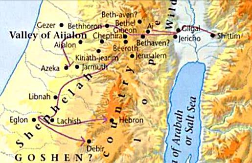 The army of Israel pursued them to Beth-horon & down to Azekah, where the Lord killed