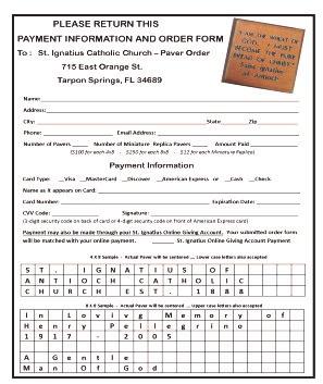 Parish News Page 7 Pavers!!! Once again, we will be taking orders for pavers for outside the Church s main entrance.