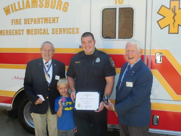 Chapter Happenings SAR gives Community Service Award L-R Harley Stewart, chapter President, Landon & Cary Middlebrook, and Don Swain.